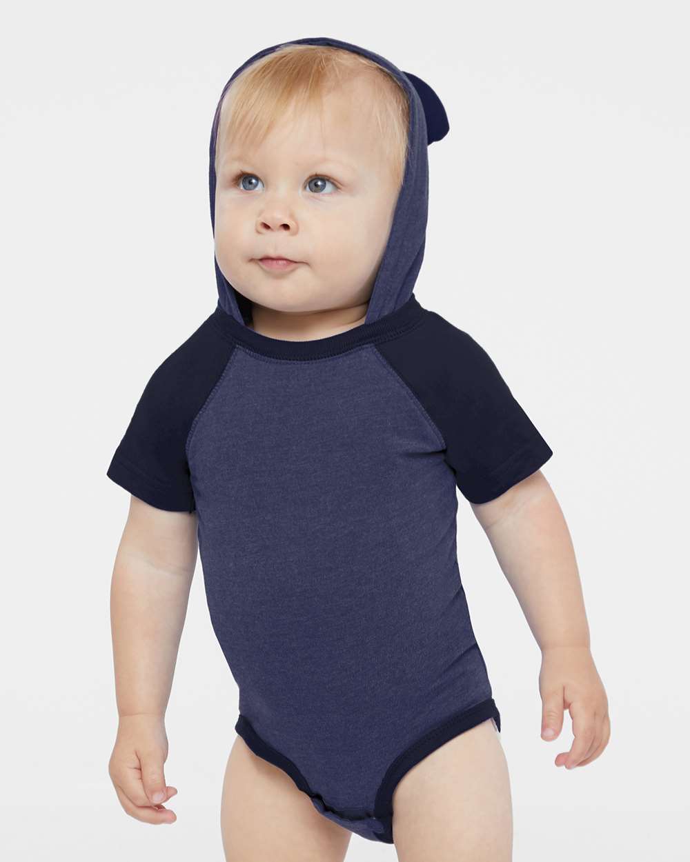 Infant Fine Jersey Raglan Bodysuit with Hood & Ears