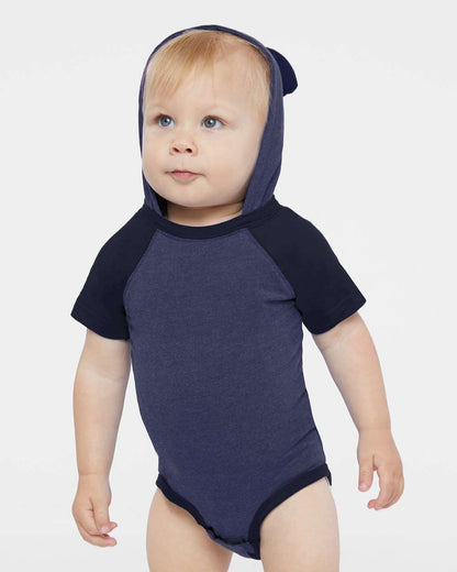Infant Fine Jersey Raglan Bodysuit with Hood & Ears