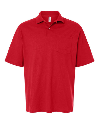 Jerzees Men's Pocket P-Short Sleeve Polo Shirts, Dri-Power, Sizes S-5X - True Red, Medium