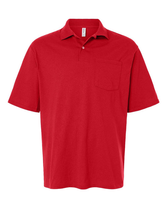 Jerzees Men's Pocket Short Sleeve Polo Shirts, Dri-Power, Sizes S-5X - True Red, Medium