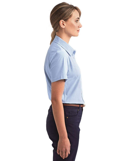 Women's Microcheck Gingham Short Sleeve Cotton Dress Shirt