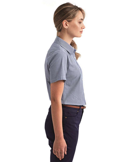 Women's Microcheck Gingham Short Sleeve Cotton Dress Shirt