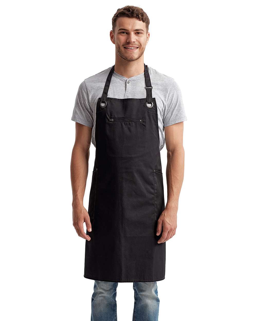 Barley Contrast Stitch Recycled Bib Apron
