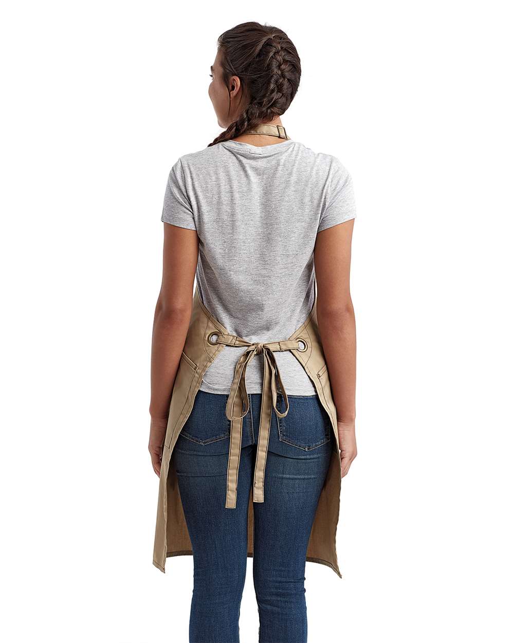 Barley Contrast Stitch Recycled Bib Apron