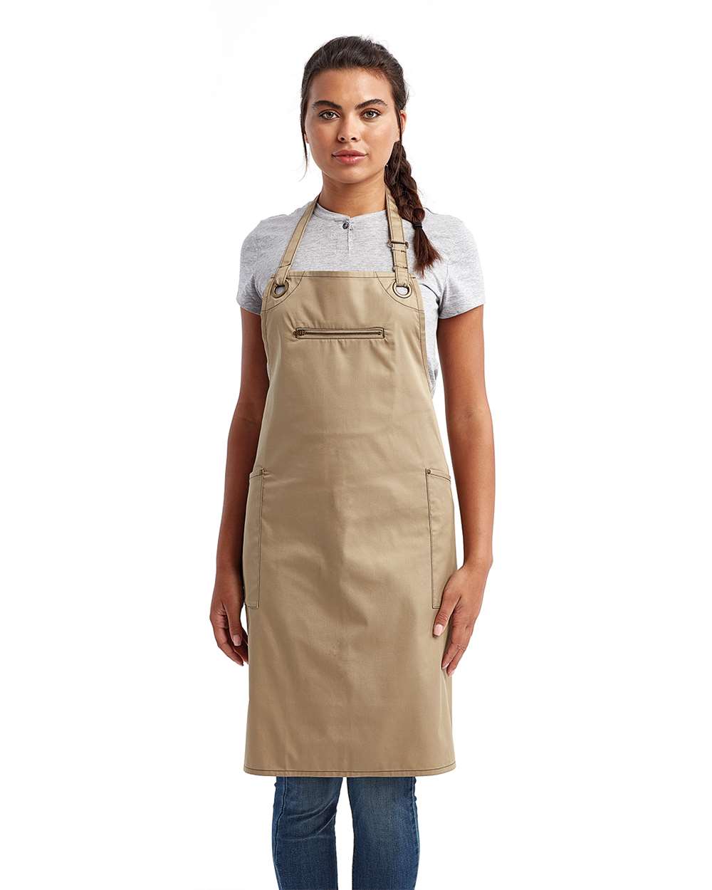 Barley Contrast Stitch Recycled Bib Apron