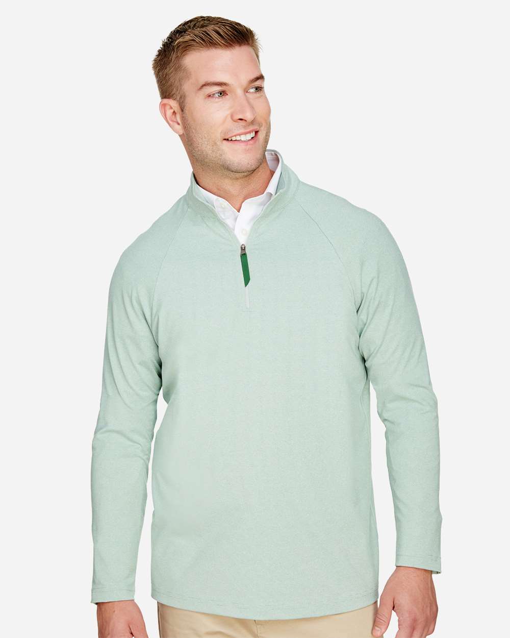 Men's CrownLux PerformanceÂ® Clubhouse Micro-Stripe Quarter-Zip Pullover