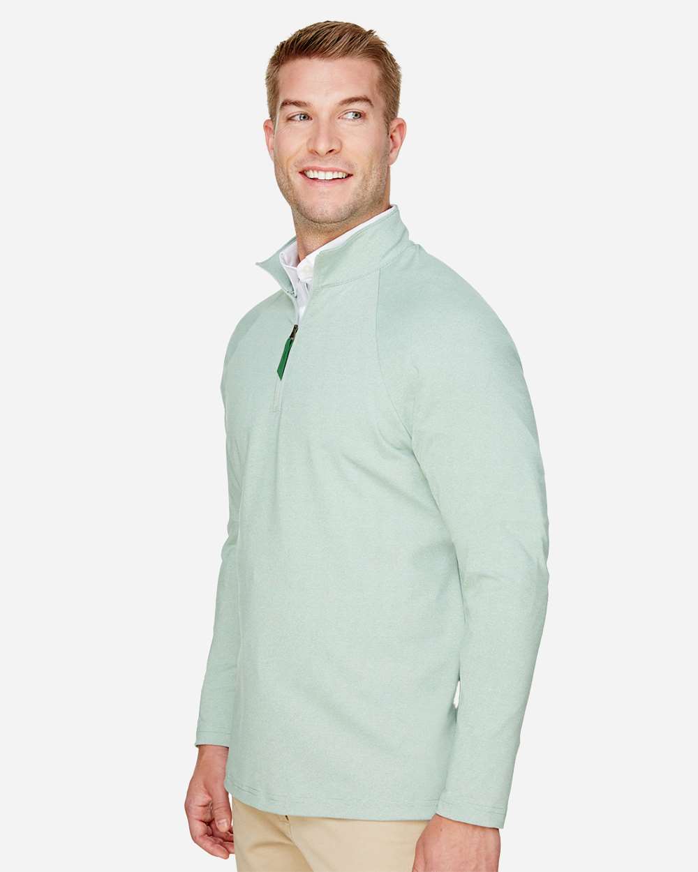 Men's CrownLux PerformanceÂ® Clubhouse Micro-Stripe Quarter-Zip Pullover