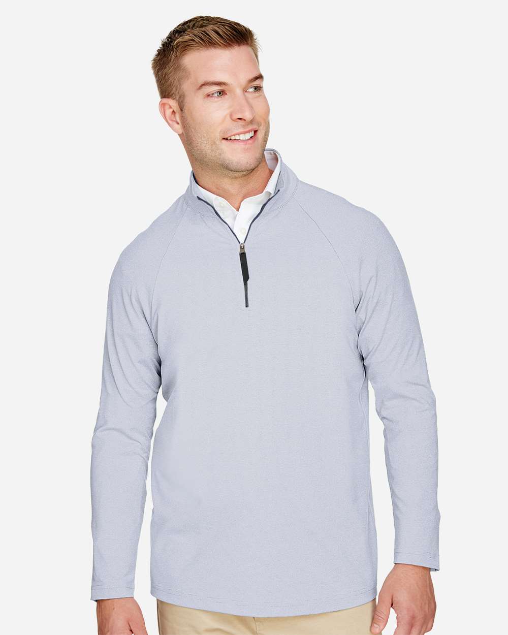 Men's CrownLux PerformanceÂ® Clubhouse Micro-Stripe Quarter-Zip Pullover