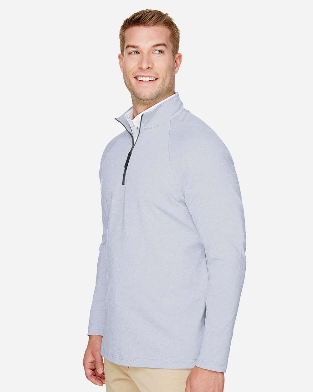 Men's CrownLux PerformanceÂ® Clubhouse Micro-Stripe Quarter-Zip Pullover
