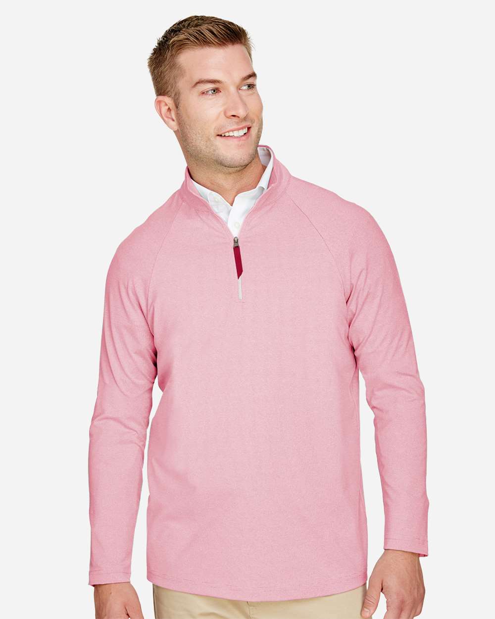 Men's CrownLux PerformanceÂ® Clubhouse Micro-Stripe Quarter-Zip Pullover