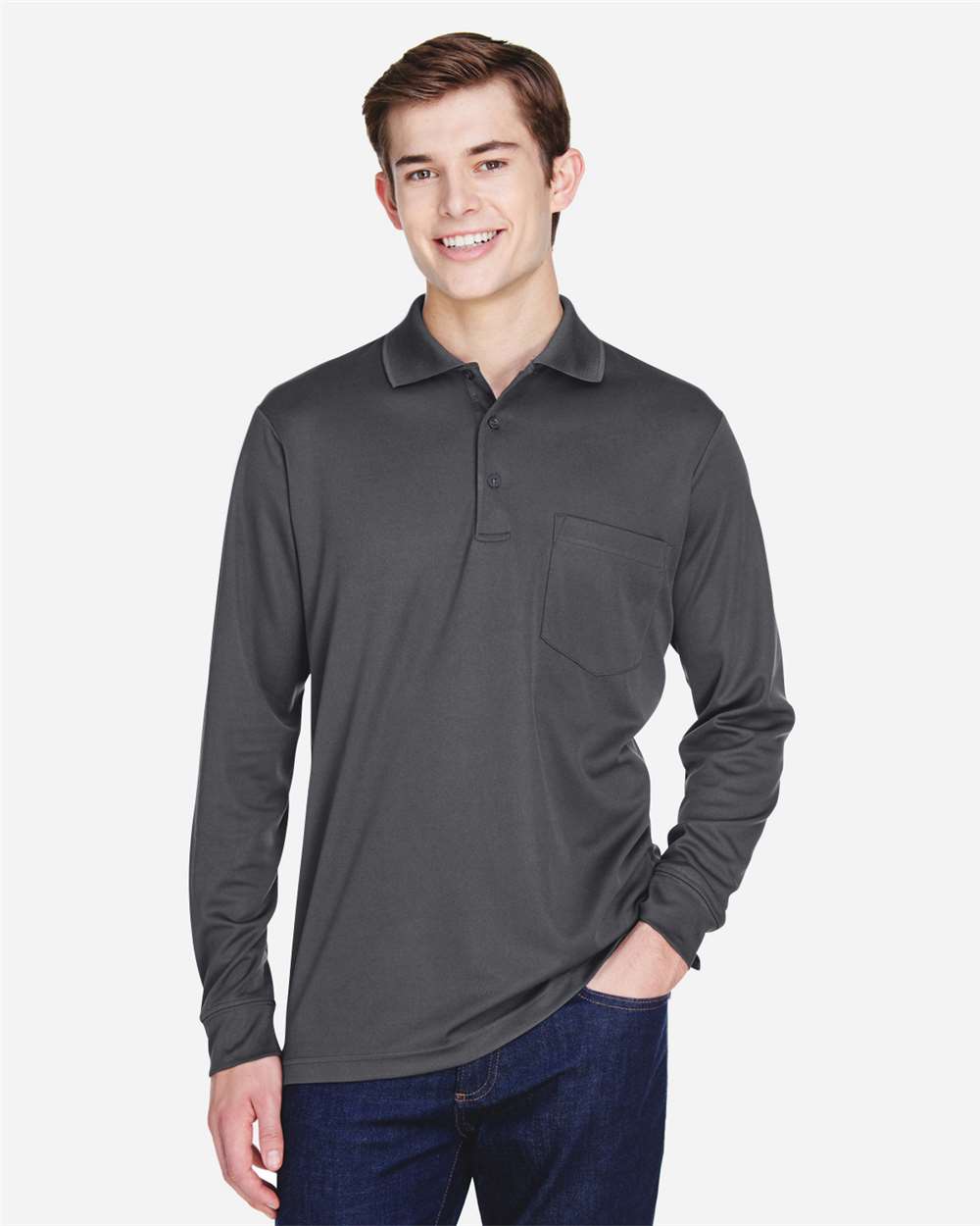 Men's Pinnacle Performance Long Sleeve PiquÃ© Polo with Pocket
