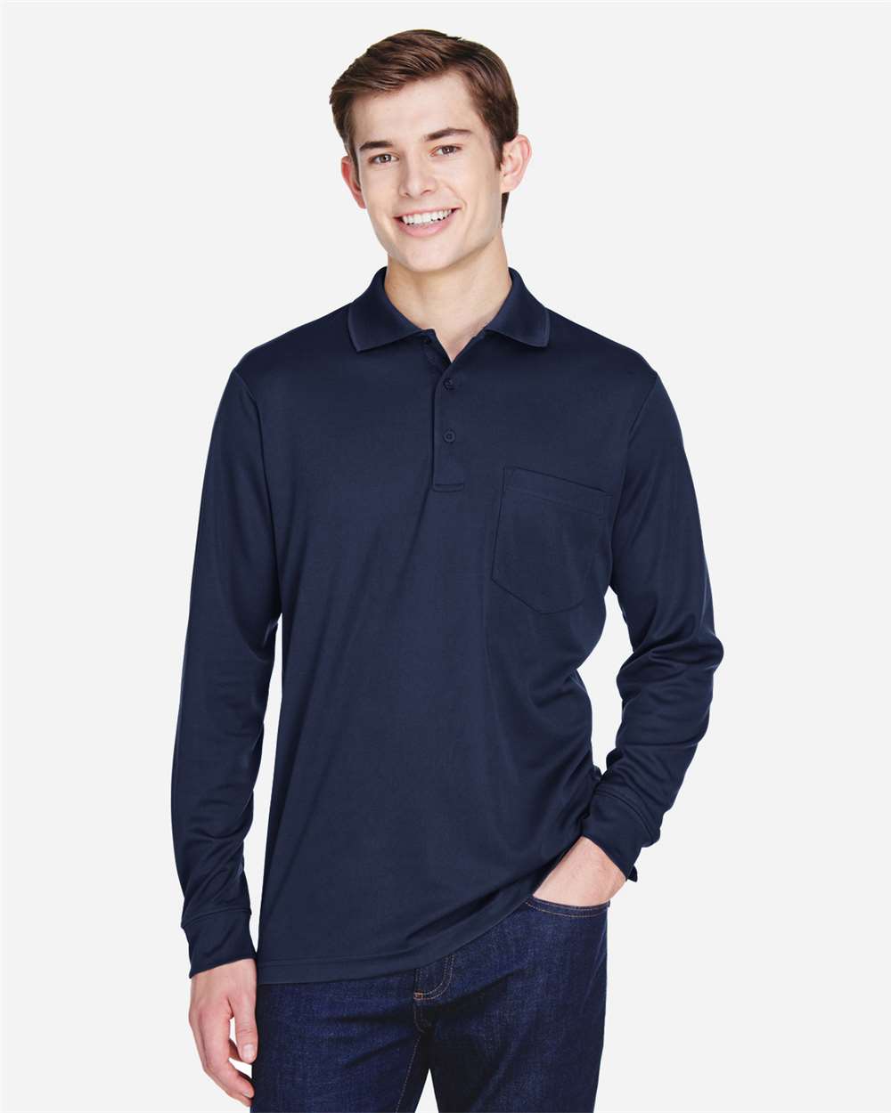 Men's Pinnacle Performance Long Sleeve PiquÃ© Polo with Pocket