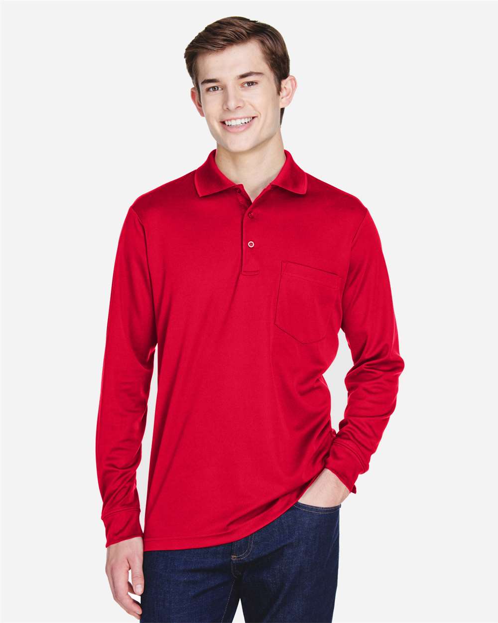 Men's Pinnacle Performance Long Sleeve PiquÃ© Polo with Pocket