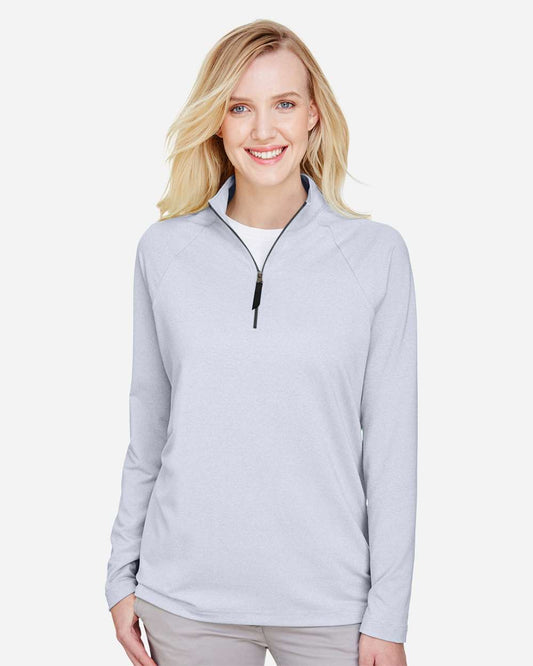 Women's CrownLux PerformanceÂ®Â Clubhouse Micro-Stripe Quarter-Zip Pullover