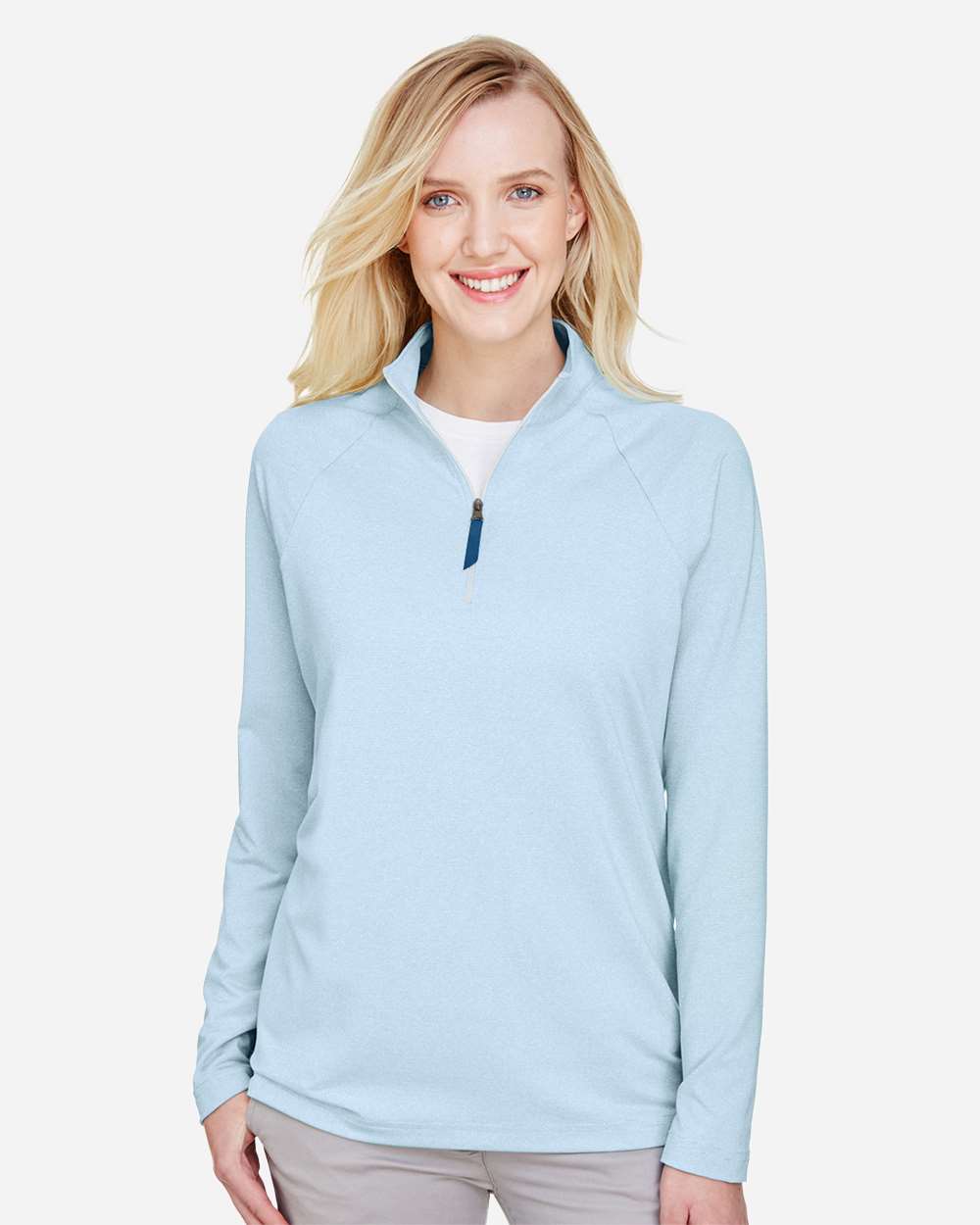 Women's CrownLux PerformanceÂ®Â Clubhouse Micro-Stripe Quarter-Zip Pullover