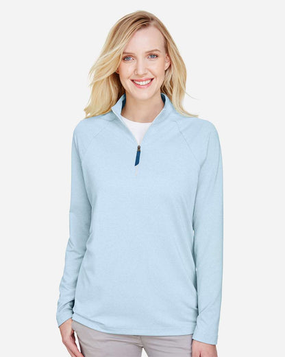 Women's CrownLux PerformanceÂ®Â Clubhouse Micro-Stripe Quarter-Zip Pullover