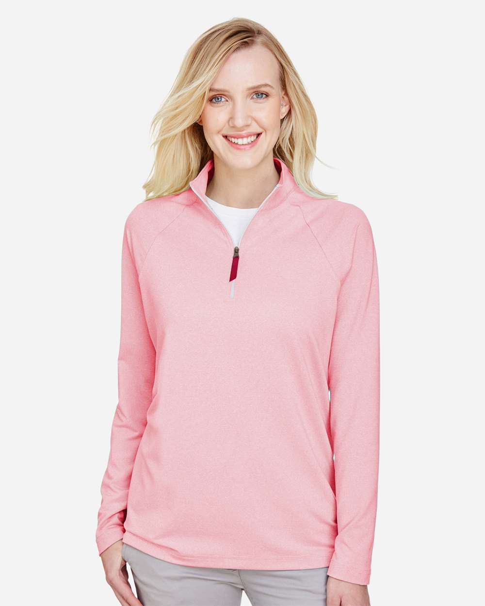 Women's CrownLux PerformanceÂ®Â Clubhouse Micro-Stripe Quarter-Zip Pullover