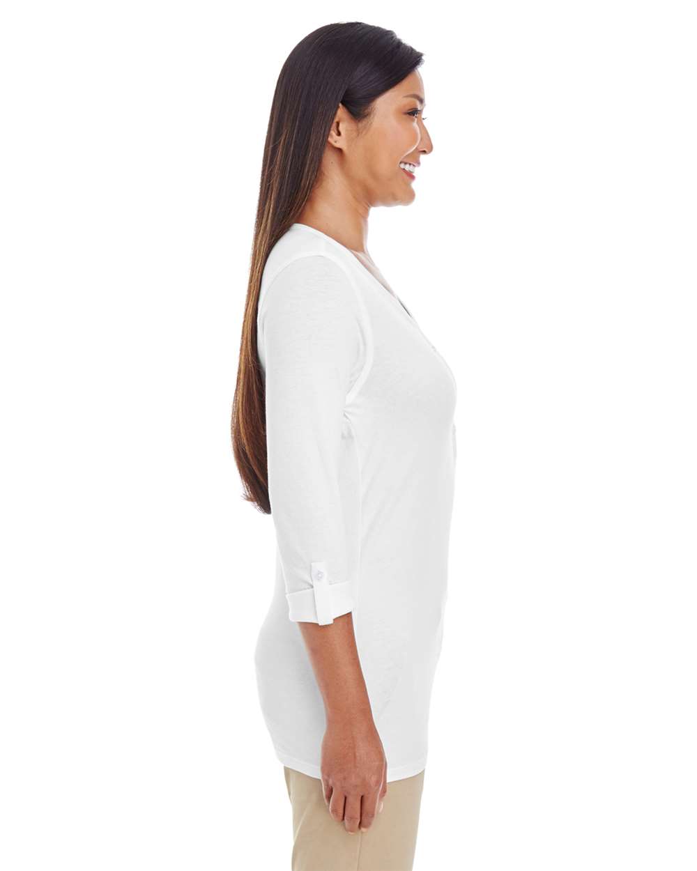 Women's Perfect FitÂ™ Y-Placket Convertible Sleeve Knit Top