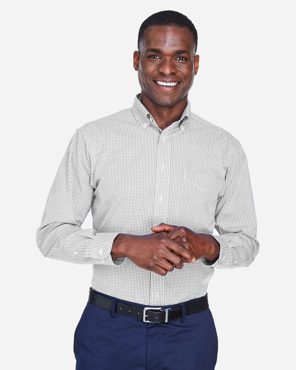 Men's Crown CollectionÂ® Gingham Check Woven Dress Shirt