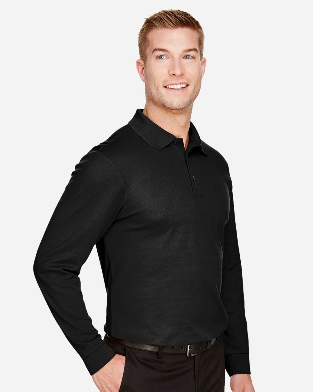 Men's CrownLux PerformanceÂ® Plaited Long Sleeve Polo