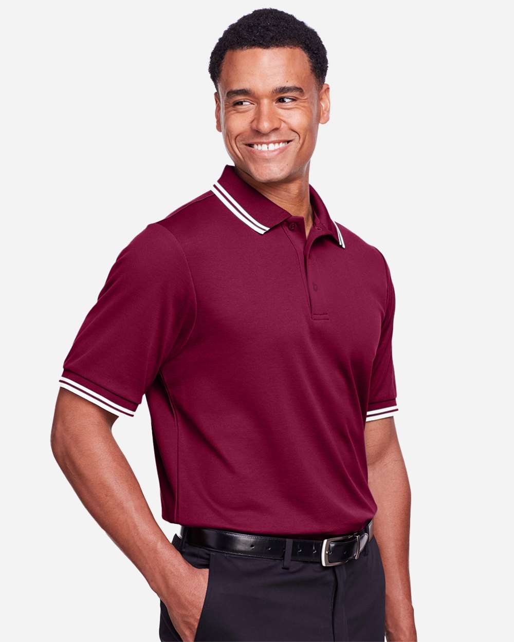 Men's CrownLux PerformanceÂ® Plaited Tipped Polo