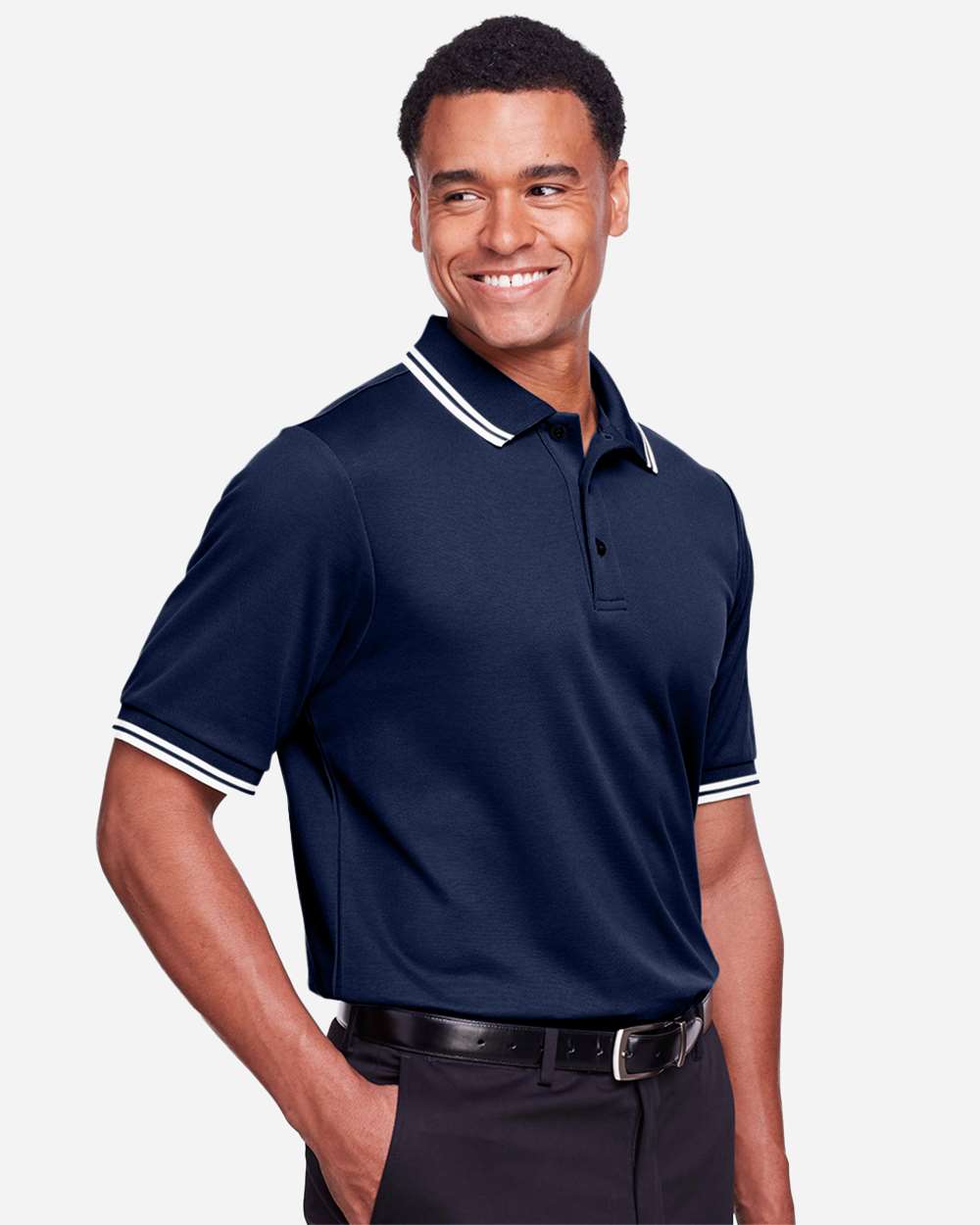 Men's CrownLux PerformanceÂ® Plaited Tipped Polo