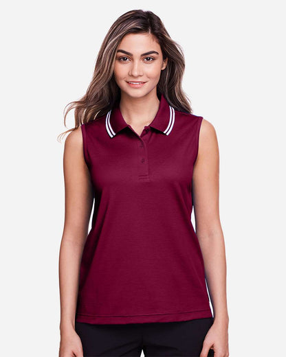Women's CrownLux PerformanceÂ®Â Plaited Tipped Sleeveless Polo