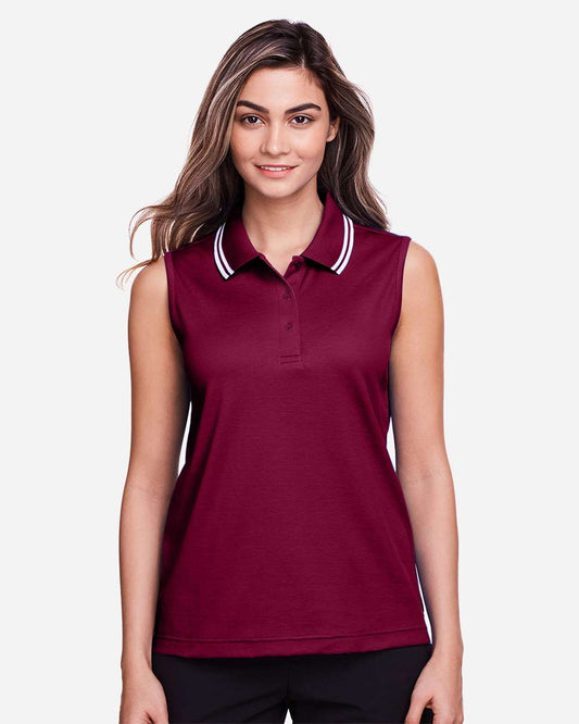 Women's CrownLux PerformanceÂ®Â Plaited Tipped Sleeveless Polo