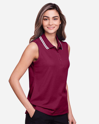 Women's CrownLux PerformanceÂ®Â Plaited Tipped Sleeveless Polo