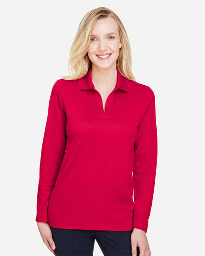 Women's CrownLux PerformanceÂ®Â Plaited Long Sleeve Polo