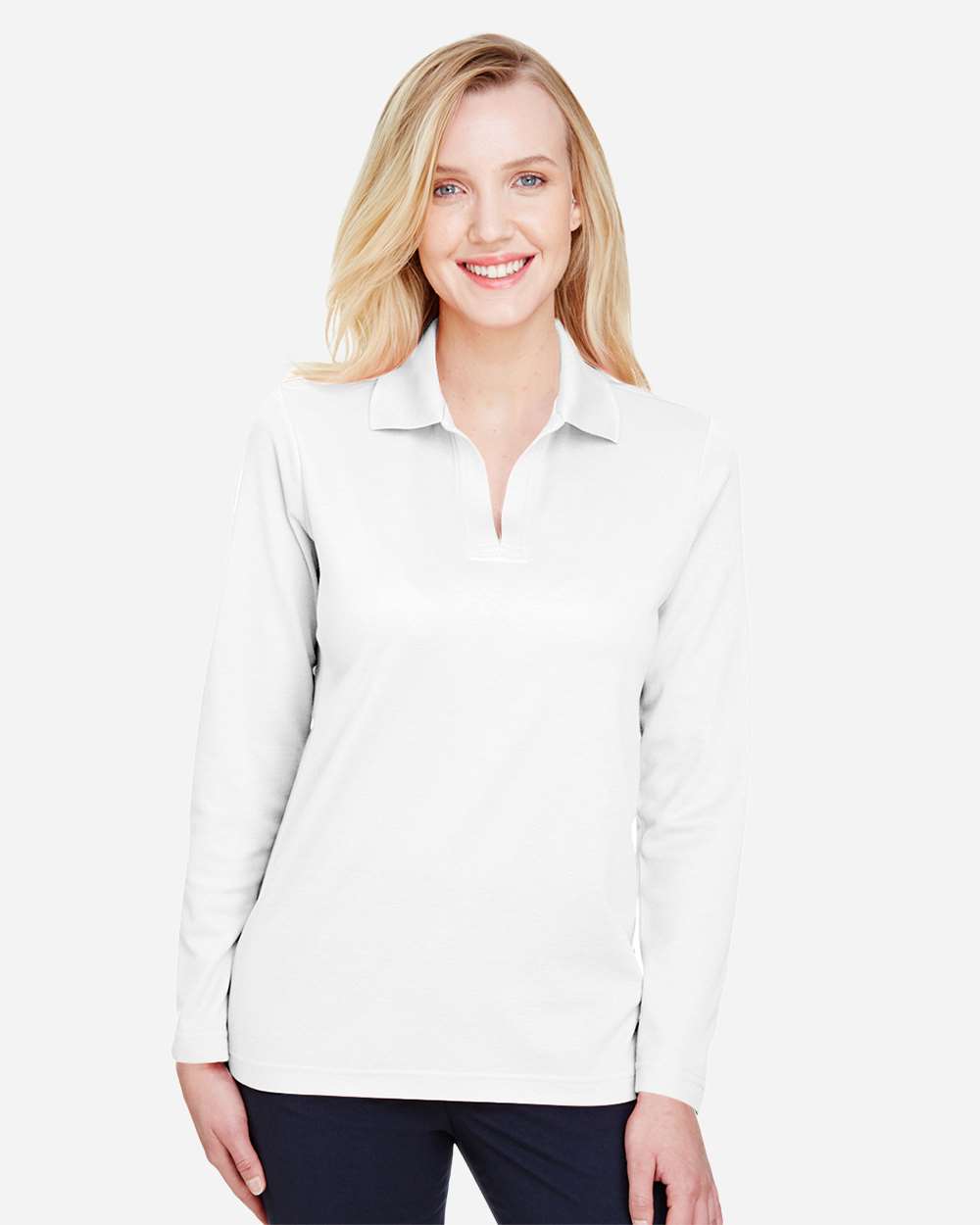 Women's CrownLux PerformanceÂ®Â Plaited Long Sleeve Polo