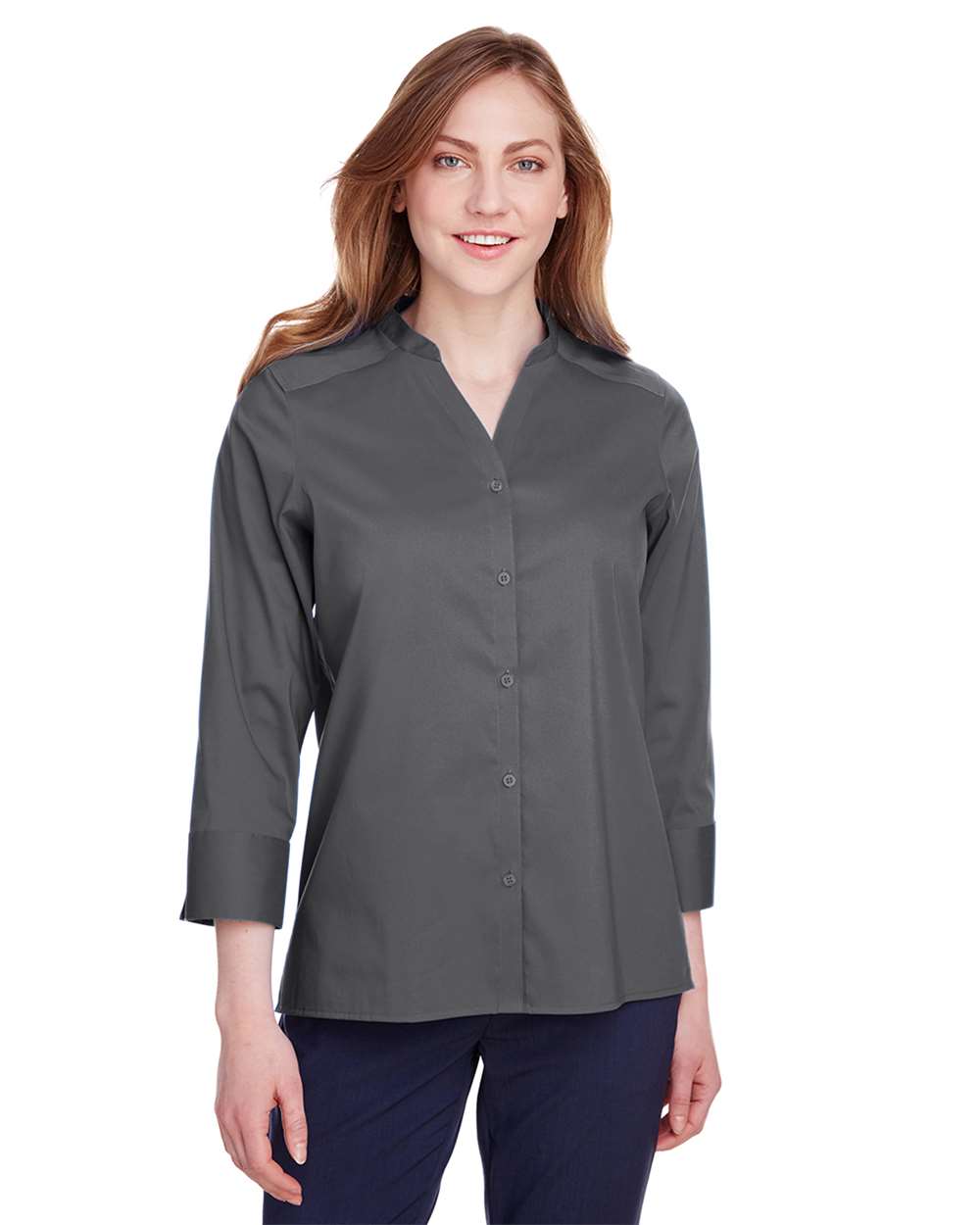 Women's Crown CollectionÂ® Stretch Broadcloth Three-Quarter Sleeve Blouse