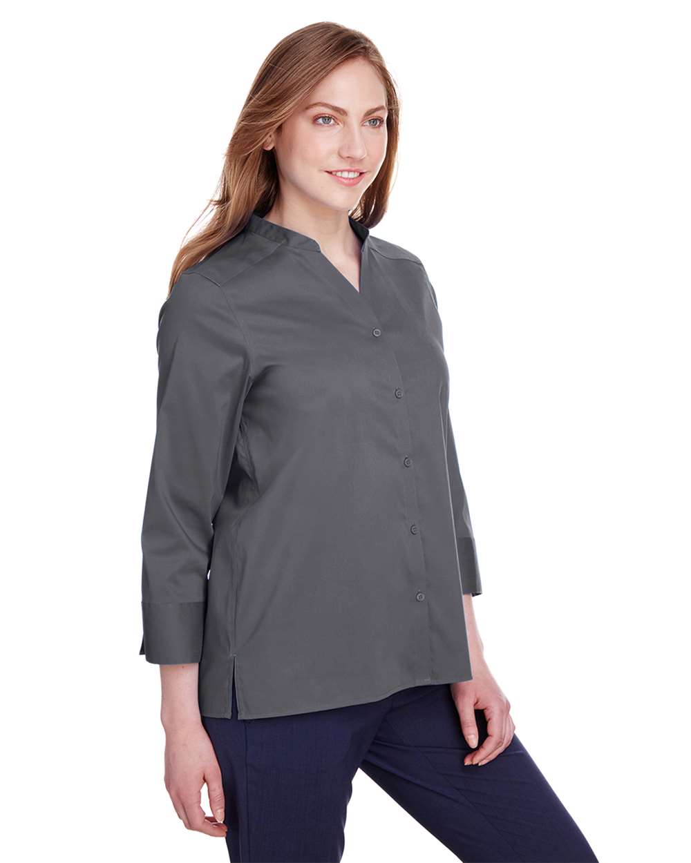 Women's Crown CollectionÂ® Stretch Broadcloth Three-Quarter Sleeve Blouse