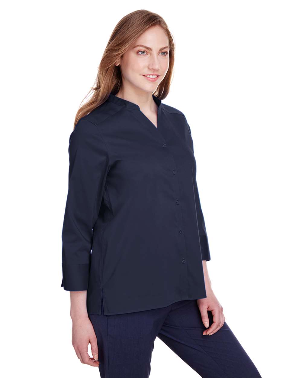 Women's Crown CollectionÂ® Stretch Broadcloth Three-Quarter Sleeve Blouse