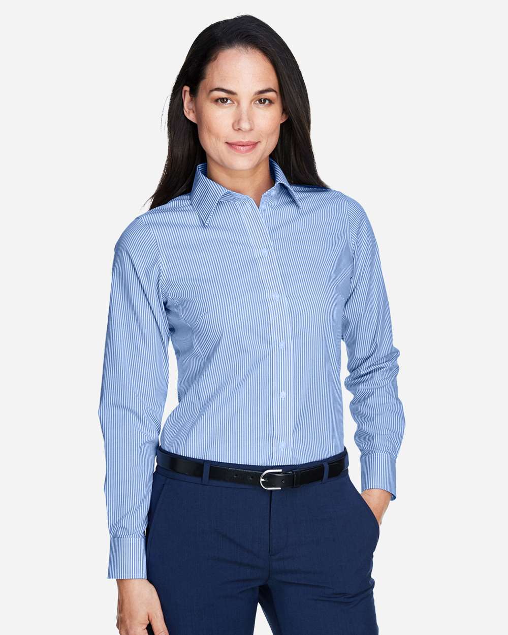 Women's Crown CollectionÂ® Banker Stripe Woven Dress Shirt