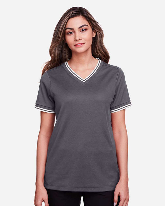 Women's CrownLux PerformanceÂ®Â Plaited Tipped V-Neck Shirt
