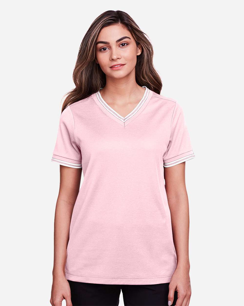 Women's CrownLux PerformanceÂ®Â Plaited Tipped V-Neck Shirt