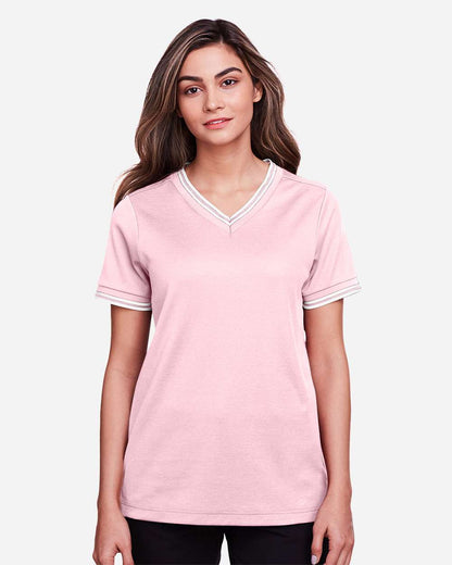 Women's CrownLux PerformanceÂ®Â Plaited Tipped V-Neck Shirt