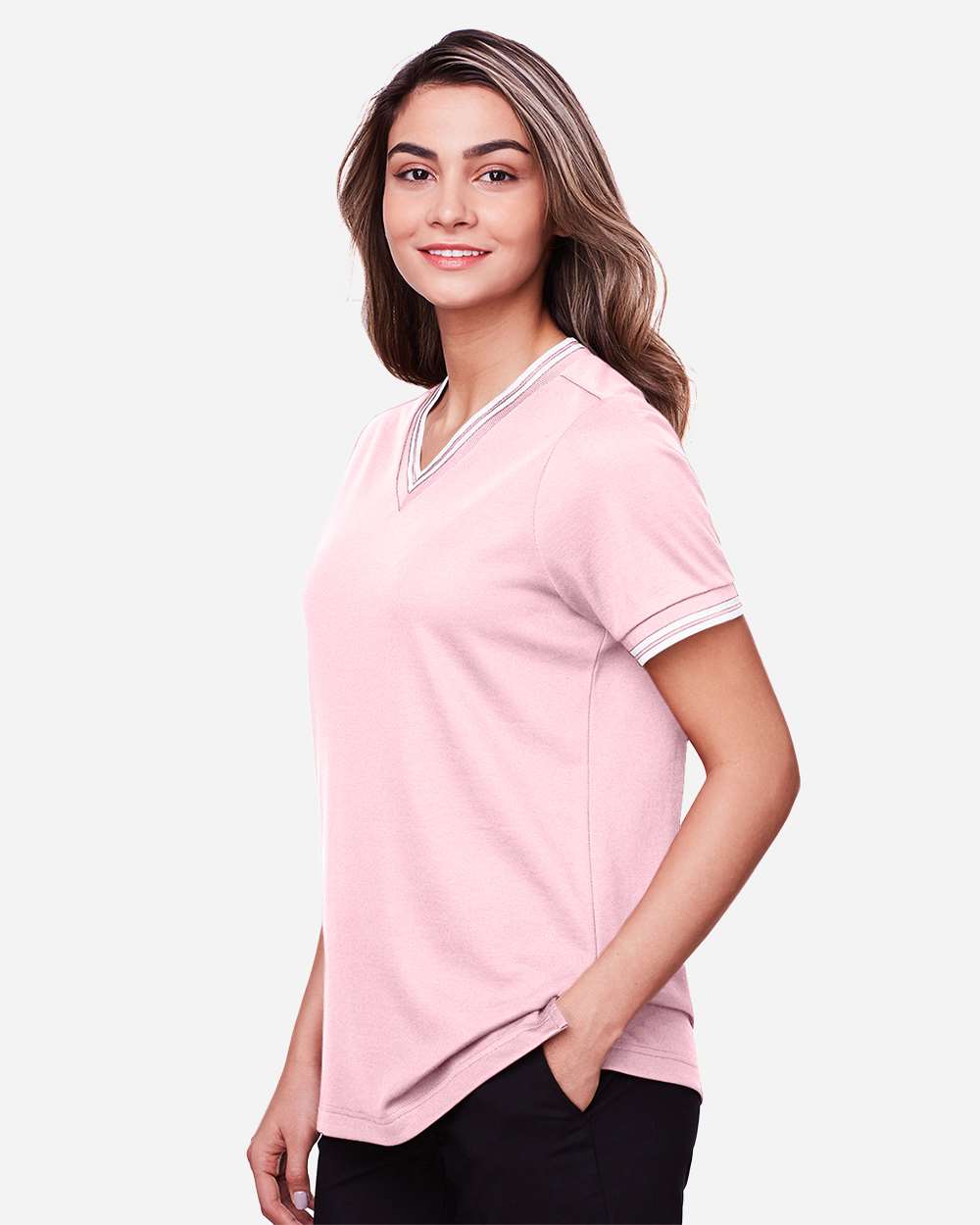 Women's CrownLux PerformanceÂ®Â Plaited Tipped V-Neck Shirt
