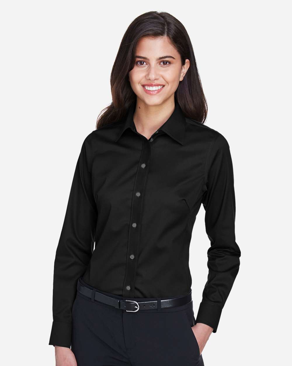 Women's Crown CollectionÂ® Solid Stretch Twill Woven Dress Shirt