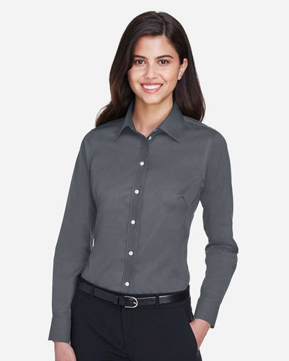 Women's Crown CollectionÂ® Solid Stretch Twill Woven Dress Shirt