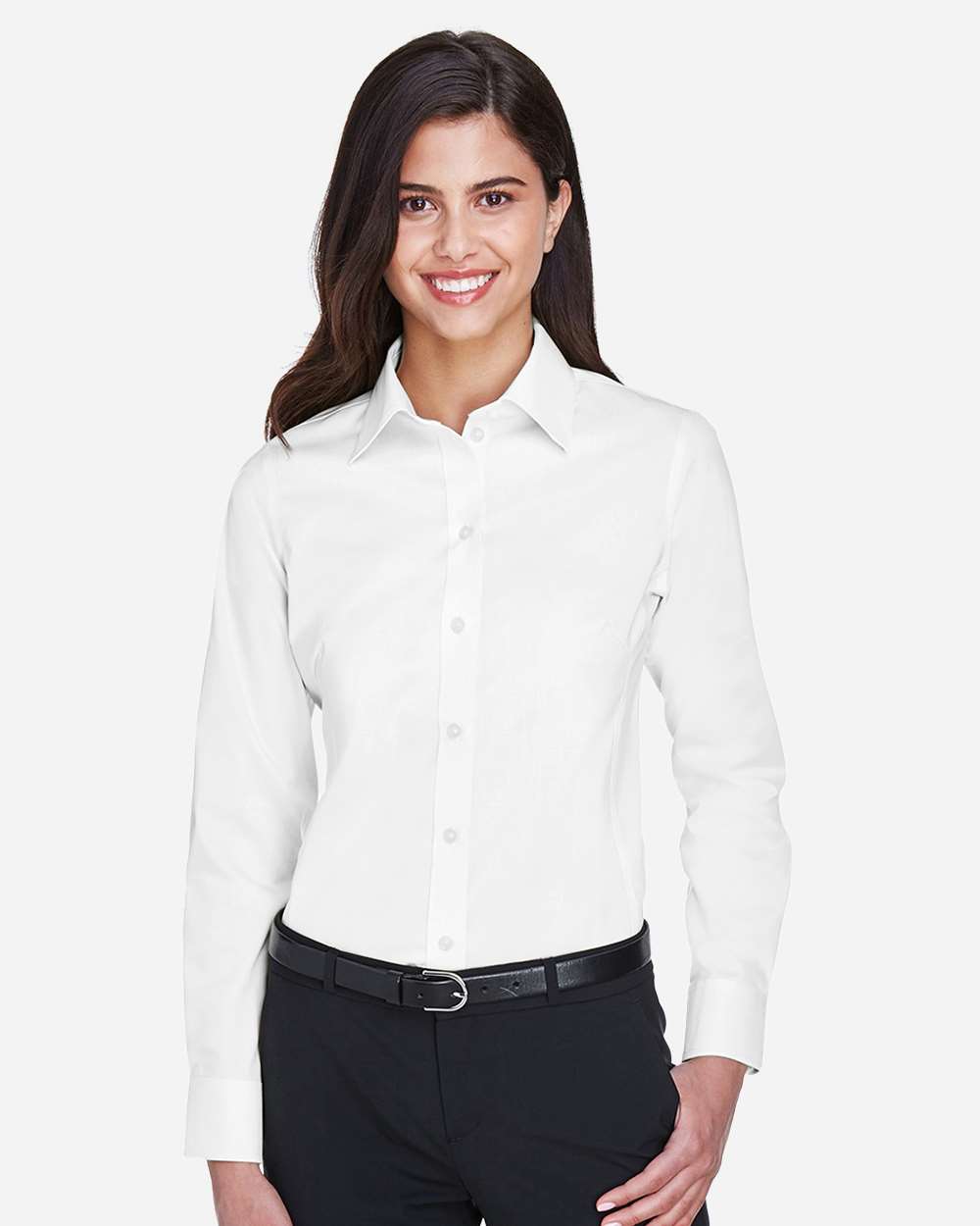 Women's Crown CollectionÂ® Solid Stretch Twill Woven Dress Shirt