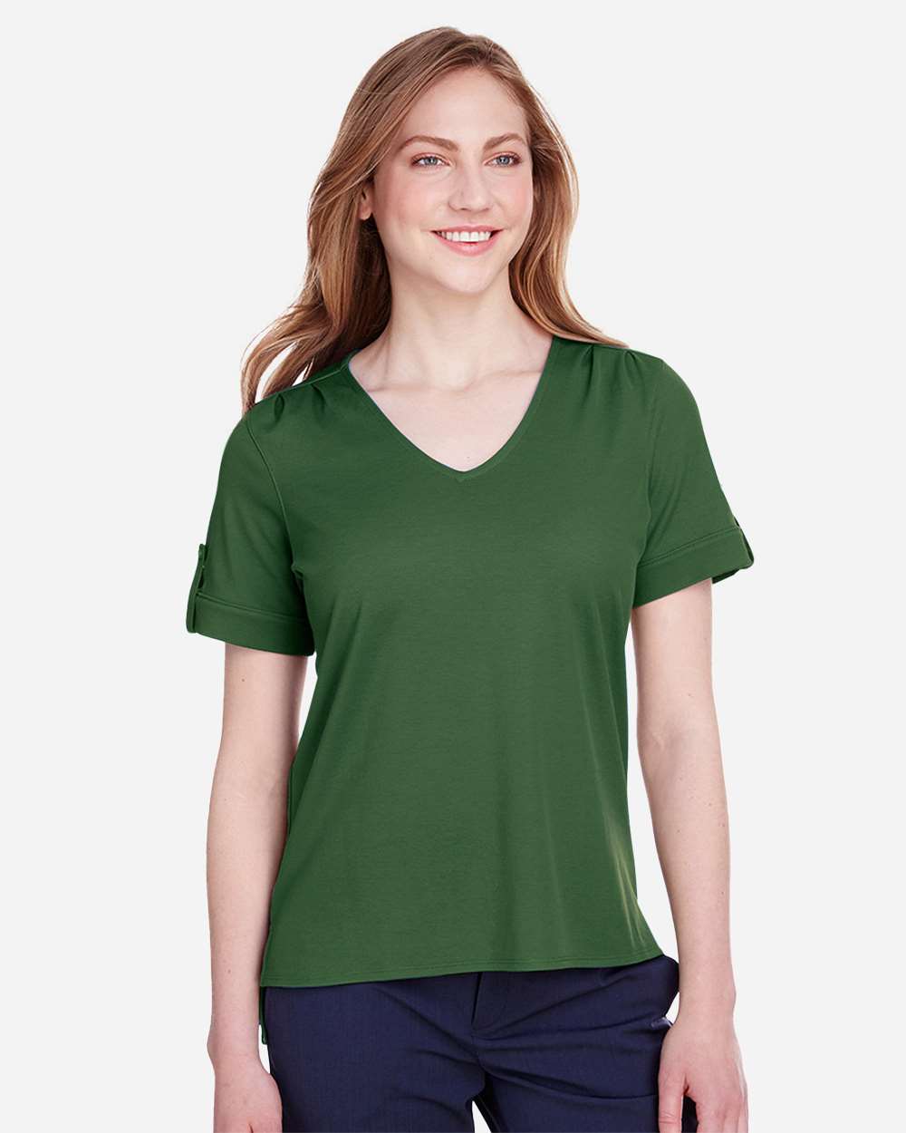 Women's CrownLux PerformanceÂ® Plaited Rolled Sleeve Shirt