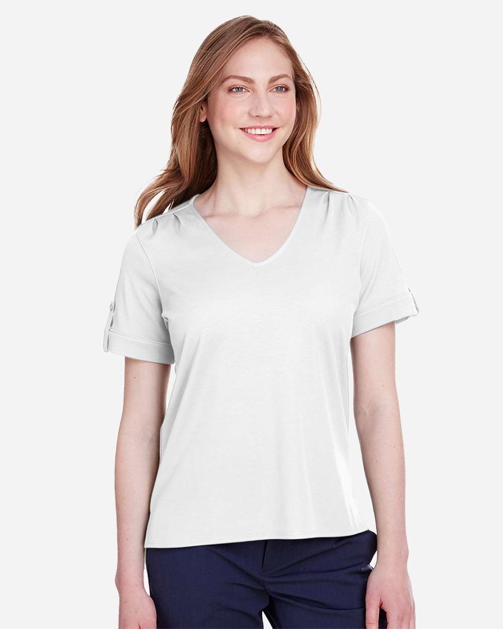 Women's CrownLux PerformanceÂ® Plaited Rolled Sleeve Shirt
