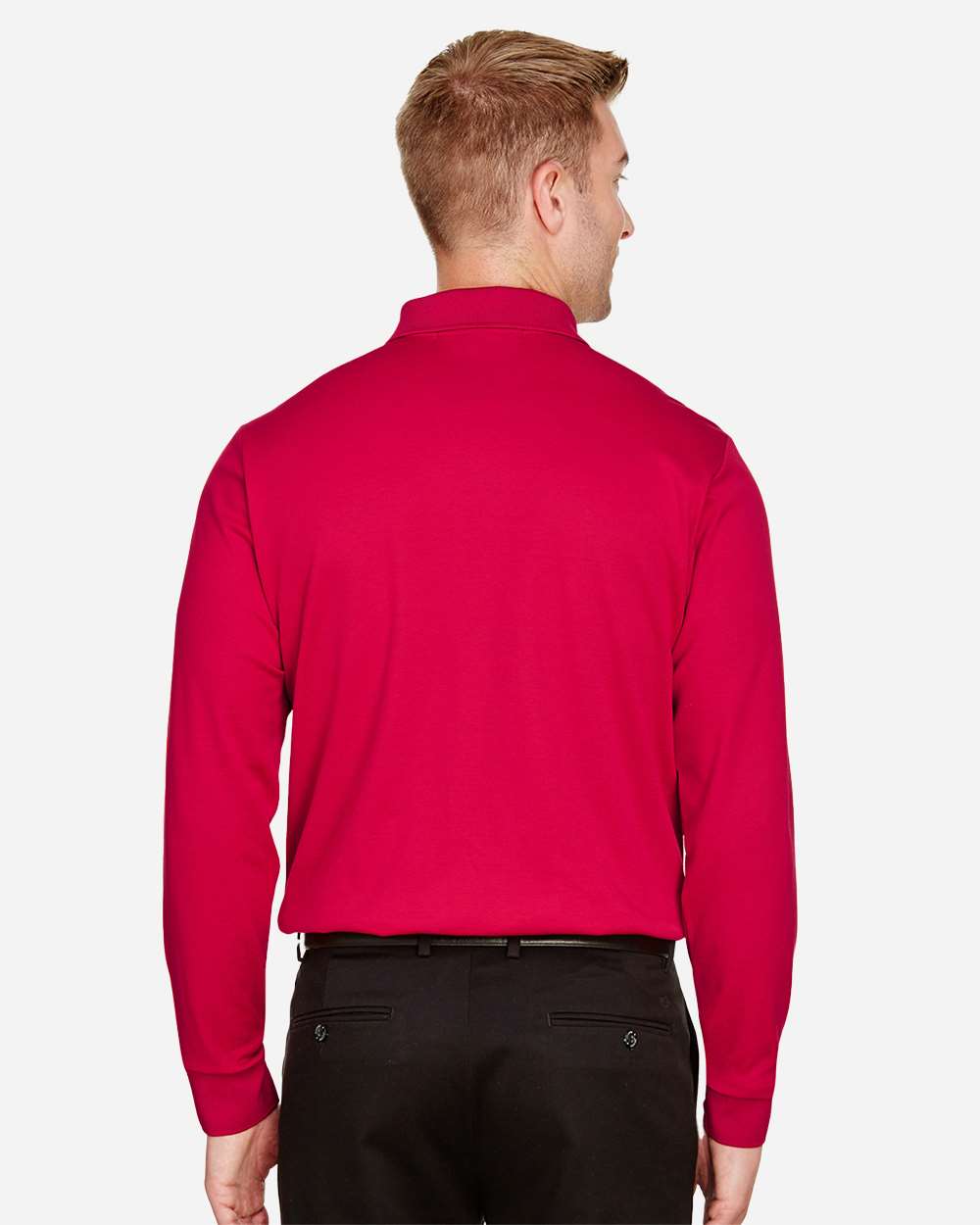 Men's Tall CrownLux PerformanceÂ® Plaited Long Sleeve Polo