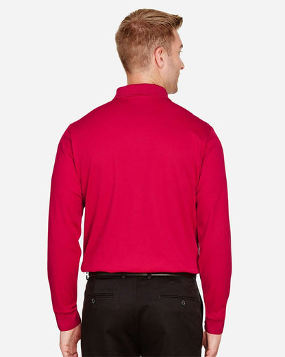 Men's Tall CrownLux PerformanceÂ® Plaited Long Sleeve Polo
