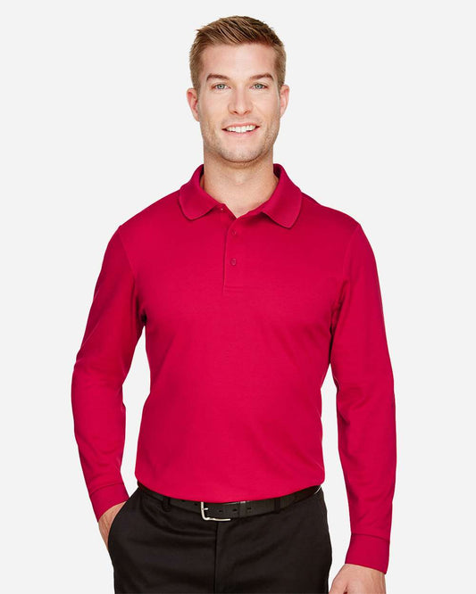 Men's Tall CrownLux PerformanceÂ® Plaited Long Sleeve Polo