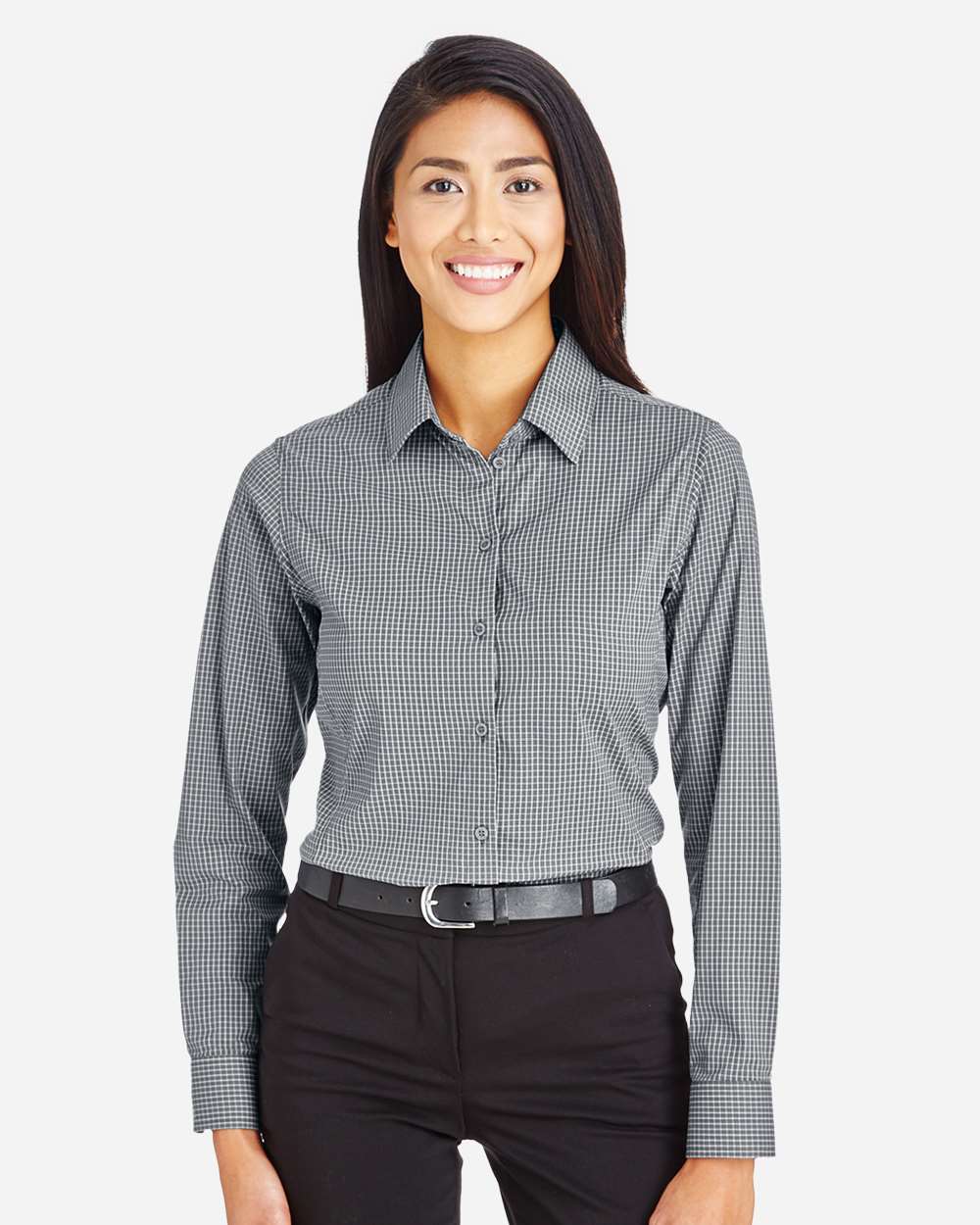 Women's CrownLux PerformanceÂ®Â Tonal Mini Check Woven Dress Shirt