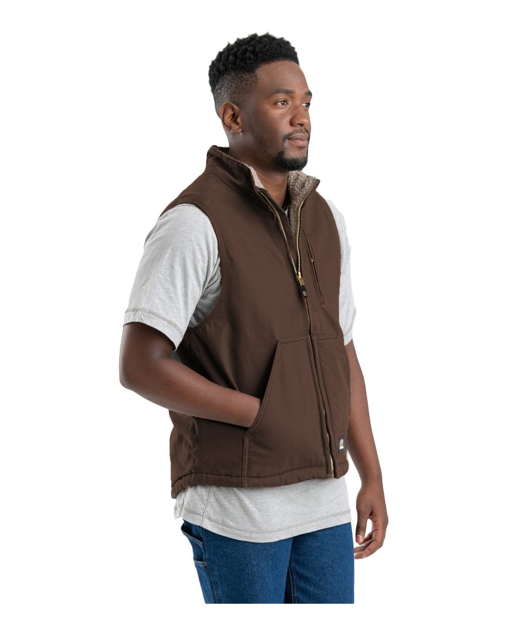 Men's Heartland Sherpa-Lined Washed Duck Vest