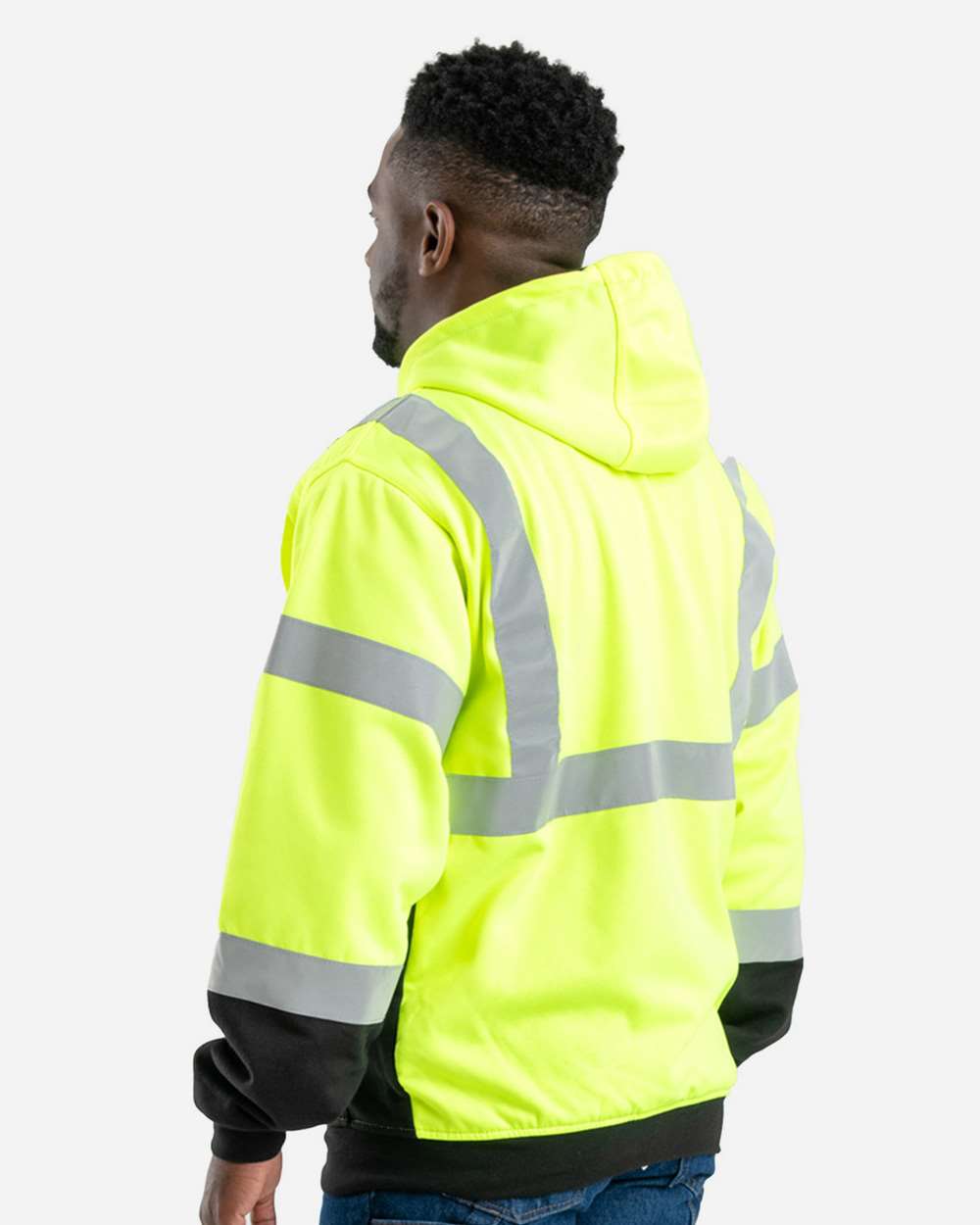 Men's Hi-Vis Class 3 Color Block Full-Zip Hooded Sweatshirt